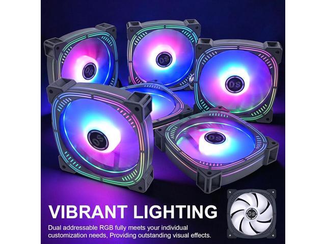 Rainbow LED RGB Fans with Controller for PC Case, CPU Cooler, Radiators System - 6pcs RGB Fans