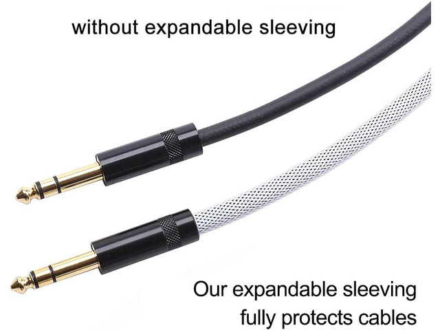 100ft - 3/8 inch Cable Sleeve PET Expandable Braided Sleeving White