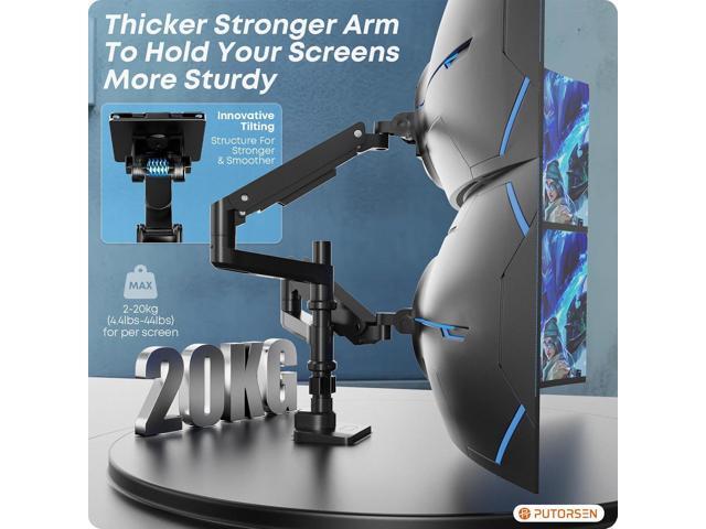 17-49 inch Premium Aluminum Heavy Duty Dual Monitor Arm for Ultrawide Screens up to 44lbs, Vertical Stacked Dual Monitor Desk Mount, Full Motion...