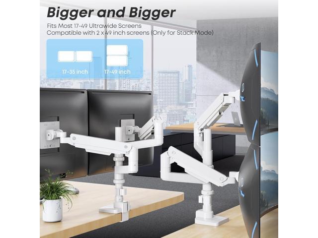 17-49 inch Premium Aluminum Heavy Duty Dual Monitor Arm for Ultrawide Screens up to 44lbs, Vertical Stacked Dual Monitor Desk Mount, Full Motion...