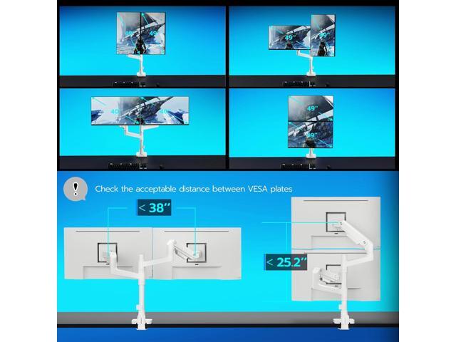 Dual Monitor Arm for Ultrawide Heavy Duty Curved Monitor Stacking, Fits 17-49 Inch, Vertical Gas Spring Double Monitor Mount with USB, Adjustable...