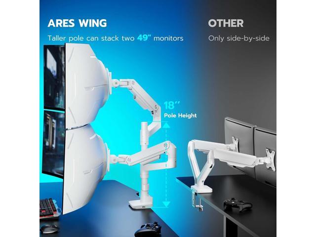 Dual Monitor Arm for Ultrawide Heavy Duty Curved Monitor Stacking, Fits 17-49 Inch, Vertical Gas Spring Double Monitor Mount with USB, Adjustable...