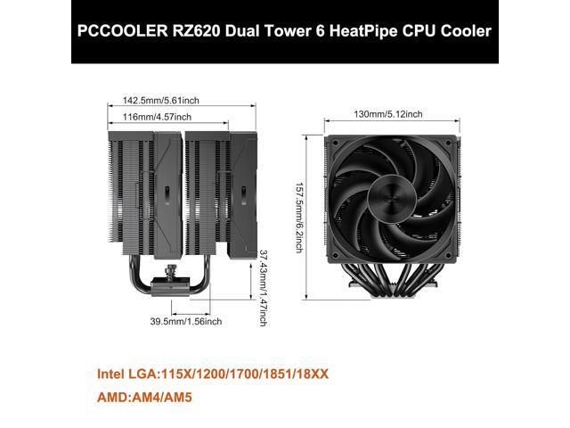 CPU Cooler TDP 265W CPU Air Cooler Dual Tower CPU Fan 6 HeatPipe CPU Cooling System with Three Modes PWM Silent Fans, Easy Install Air Cooler for...