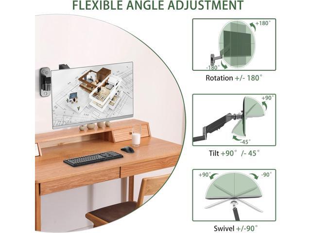 Monitor Wall Mount, Computer Monitor Wall Mount for 17-32 inch Flat/Curved Screens, Gas Spring Single Wall Mount Monitor Arm Holds up to 17.6lbs,...
