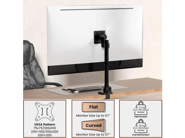 Monitor-Arm Ultrawide Heavy Duty 27-57'' - Aluminum Single Monitor Mount Holds up to 59.4lbs, Adjustable Desk Mount Stand, VESA75/100/200mm, Black