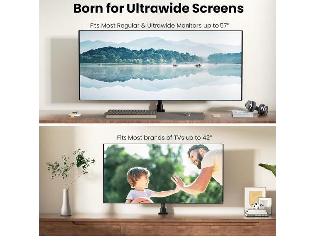 Monitor-Arm Ultrawide Heavy Duty 27-57'' - Aluminum Single Monitor Mount Holds up to 59.4lbs, Adjustable Desk Mount Stand, VESA75/100/200mm, Black