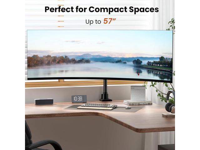 Monitor-Arm Ultrawide Heavy Duty 27-57'' - Aluminum Single Monitor Mount Holds up to 59.4lbs, Adjustable Desk Mount Stand, VESA75/100/200mm, Black