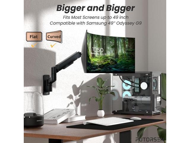 17-49 inch Premium Ultrawide Monitor Wall Mount, Heavy Duty Single Wall Mount Monitor Arm up to 44lbs, Fully Adjustable Single Wall Monitor Arm...