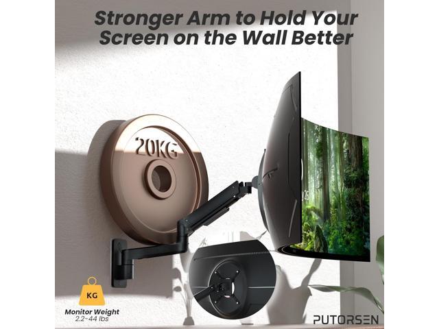 17-49 inch Premium Ultrawide Monitor Wall Mount, Heavy Duty Single Wall Mount Monitor Arm up to 44lbs, Fully Adjustable Single Wall Monitor Arm...