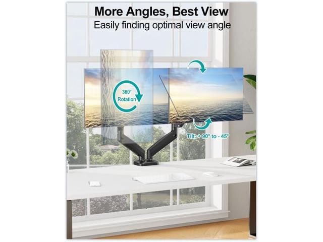 Dual Monitor Mount Fits 13 to 32 Inch Computer Screen, Height Adjustable Monitor Stand for 2 Monitors, Gas Spring Monitor Arm Holds up to 17. 6lbs...