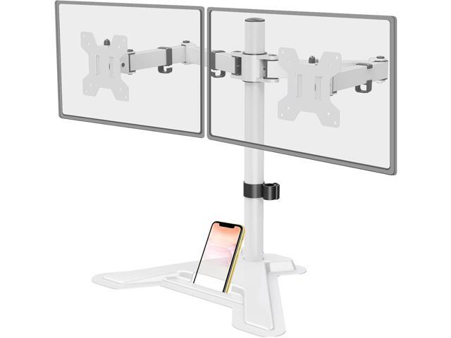 Dual Monitor Stand, Free-Standing Full Motion Monitor Desk Mount Fits 2 Screens up to 27 inches,17.6lbs with Height Adjustable, Swivel, Tilt,...