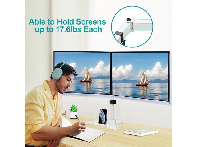 Dual Monitor Stand, Free-Standing Full Motion Monitor Desk Mount Fits 2 Screens up to 27 inches,17.6lbs with Height Adjustable, Swivel, Tilt,...