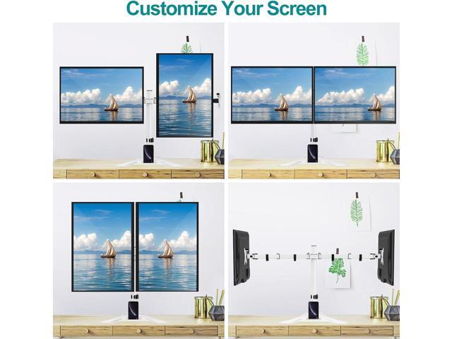 Dual Monitor Stand, Free-Standing Full Motion Monitor Desk Mount Fits 2 Screens up to 27 inches,17.6lbs with Height Adjustable, Swivel, Tilt,...