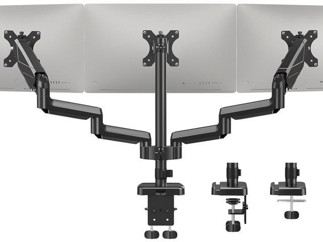 Triple Monitor Mount, Monitor Desk Mount for 3 Computer Screens up to 27', Triple Monitor Arm with Gas Spring, Heavy Duty Monitor Stand Holds up to...