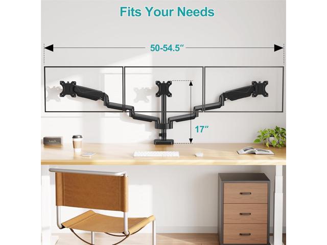 Triple Monitor Mount, Monitor Desk Mount for 3 Computer Screens up to 27', Triple Monitor Arm with Gas Spring, Heavy Duty Monitor Stand Holds up to...