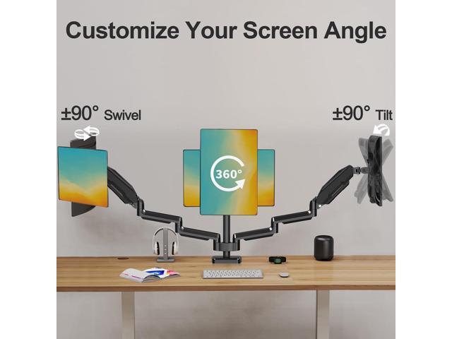 Triple Monitor Mount, 3 Monitor Desk Mount for There Screens up to 32 Inch, Full Motion Gas Spring Triple Monitor Stand, Heavy Duty Monitor Arm...