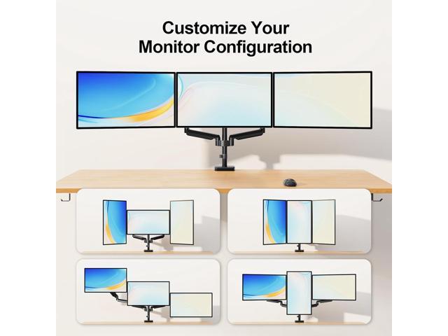 Triple Monitor Mount, 3 Monitor Desk Mount for There Screens up to 32 Inch, Full Motion Gas Spring Triple Monitor Stand, Heavy Duty Monitor Arm...