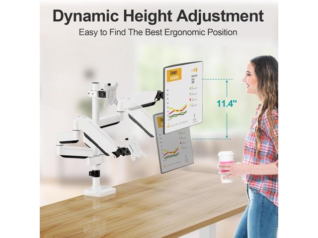 Triple Monitor Mount, 3 Monitor Desk Mount for There Screens up to 32 Inch, Full Motion Gas Spring Triple Monitor Stand, Heavy Duty Monitor Arm...
