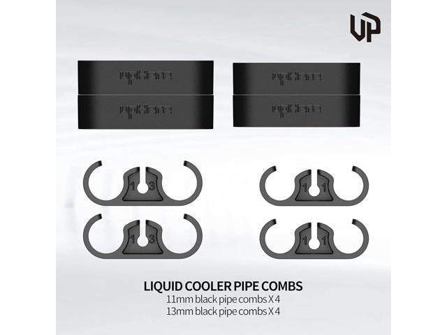CPU Liquid Coolers Tube Combs 8 Pieces Set =4 Pieces for Tube Diameter Up to 11mm(0.43in)/4 Pieces for Tube Diameter Up to 13mm(0.51in)- Black