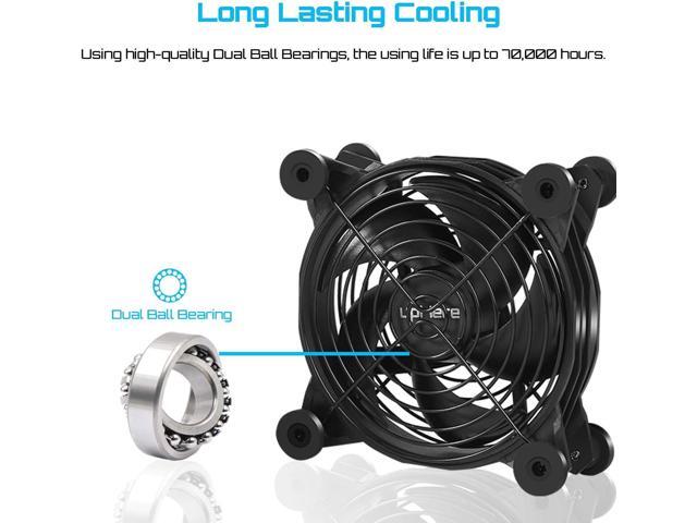 USB Computer Fan Black,Dual 120mm Fan,Silent Fan for Computer Cases Computer Cabinet PlayStation Xbox Cooling