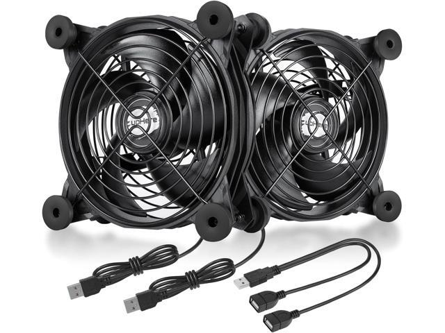 USB Computer Fan Black,Dual 120mm Fan,Silent Fan for Computer Cases Computer Cabinet PlayStation Xbox Cooling