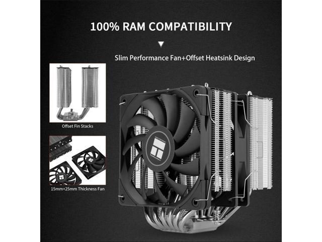 Royal Knight 120 SE CPU Cooler, Only 155mm High, Dual Towers Dual PWM Fans TL-C12B V2 and TL-C12015B, 6 Heat Pipes,PC Cooling for AM4/AM5/Intel LGA...