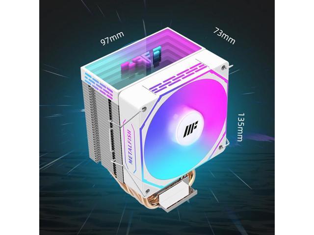 ARGB CPU Cooler, 4 Heat Pipes, 4PIN PWM Silent ARGB Fan for Intel LGA1700 1200 1150 1155 1156 1366 AM5 AM4 AM3 (White)