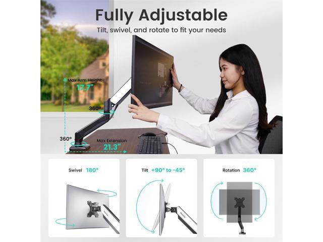 Single Monitor Mount,13-32 Inch Computer Screen,Strong Adjust Gas Spring Monitor Arm,Full Motion Adjust with C Clamp and Grommet Base, Holds Up to...