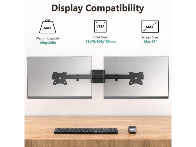 Dual Monitor Wall Mount, Single to Double Bracket Adapter, Horizontal Assembly Arm for 2 Screen up to 27 inch