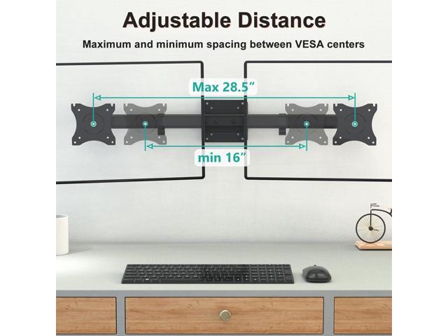Dual Monitor Wall Mount, Single to Double Bracket Adapter, Horizontal Assembly Arm for 2 Screen up to 27 inch