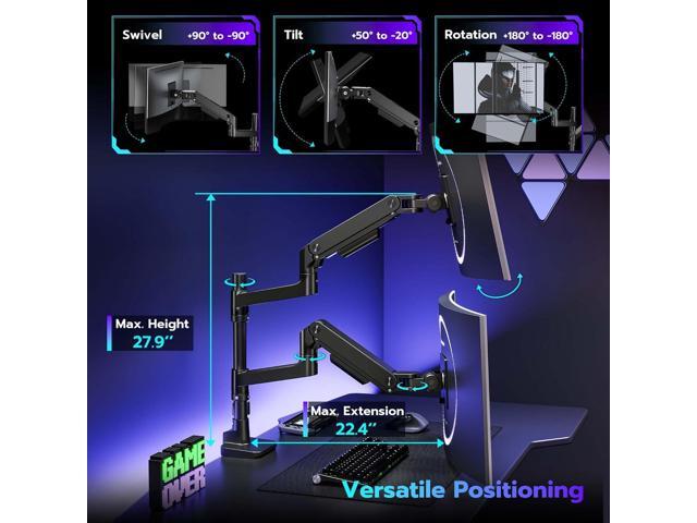 Dual Monitor Arm Desk Mount for 17-49 Inch Ultrawide Monitors, Heavy Duty Dual Monitor Mount Holds 44 lbs, Full Motion Gas Spring Vertical Stacked...