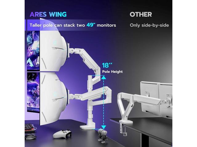 Dual Monitor Arm Desk Mount for 17-49 Inch Ultrawide Monitors, Heavy Duty Dual Monitor Mount Holds 44 lbs, Full Motion Gas Spring Vertical Stacked...