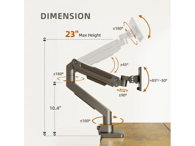 Single Monitor Mount for Max 49 inch Screens Stand up to Max 44 lbs, Ergonomic Gas Spring Heavy-Duty Adjustable Monitor Arm, with Clamp and Grommet...