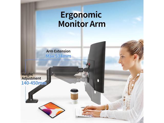 Single Monitor Mount for 13-32 inch, Adjustable Gas Spring Monitor Arm Desk Mount Stand, 4.4-19.8lbs Screen, with VESA Mount 75x75/100x100mm