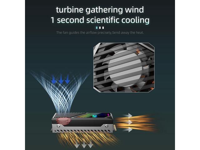 M.2 2280 ARGB Hard Drive Heatsink Cooling M2.2280 SSD Cooler With Fan 5V 3Pin Addressable RGB Sync Multi Mainboard Efficient Heat Dissipation SSD...