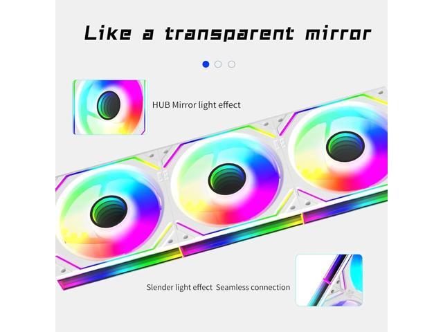 120mm UNI Fan Infinity Mirror Module Daisy-Chain ARGB Fan Single Package,ONLY Fan,Without LINE, Need to Buy The Connection Cable Separately - White