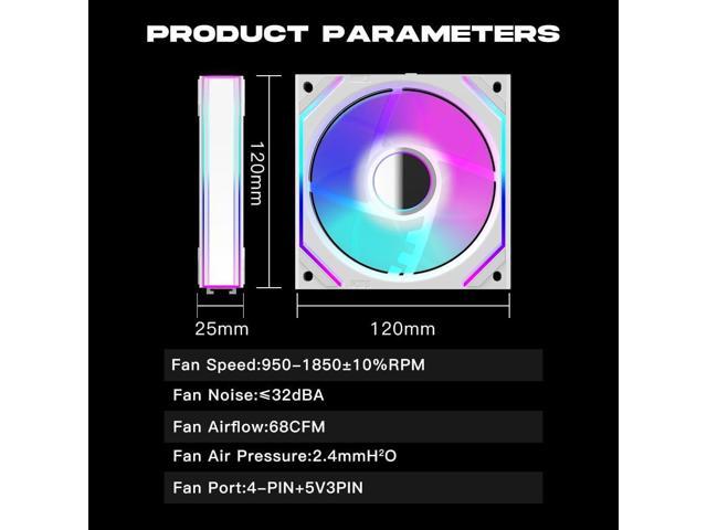 3 Pack - UNI Fan 120mm White Edition Infinity Mirror Module Daisy-Chain ARGB PWM Case Fan 120mm Triple Pack Suitable for Computer Case & CPU Cooling