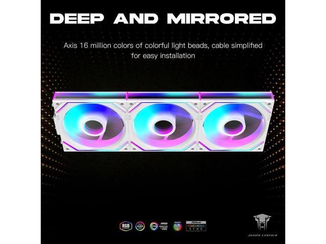 3 Pack - UNI Fan 120mm White Edition Infinity Mirror Module Daisy-Chain ARGB PWM Case Fan 120mm Triple Pack Suitable for Computer Case & CPU Cooling
