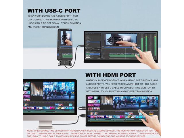12.3 Inch Touchscreen Secondary Monitor, IPS Stretched Bar LCD Travel Touch Display 1920 * 720 HDMI USBC, Portable Touch Screen for Laptop Computer...