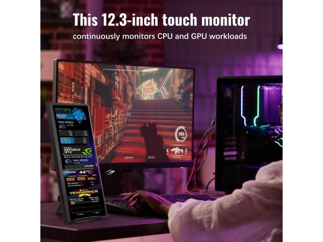 12.3 Inch Touchscreen Secondary Monitor, IPS Stretched Bar LCD Travel Touch Display 1920 * 720 HDMI USBC, Portable Touch Screen for Laptop Computer...