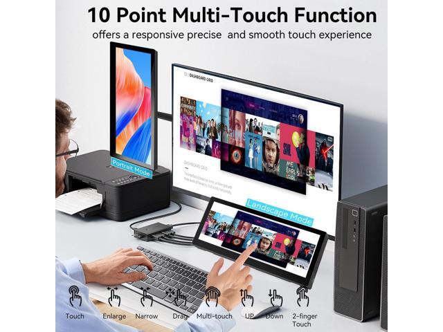 10.3'' Small Touchscreen Monitor, 400cd/m², VESA, IPS Stretched Bar LCD Mini Travel Touch Display 1920 * 720 HDMI USBC, Portable Touch Screen for...