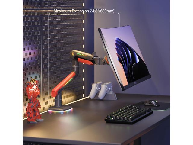 RGB Gaming Monitor-Arm for Flat/Ultrawide/Curved Monitors 32 to 60 inch, Heavy Duty Stand Load up to 20 kg, VESA 75/100 mm Monitor-Mount