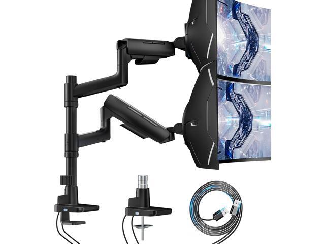 Vertical Dual Monitor Mount for 17-49 Inch Ultrawide Heavy Duty Curved Screen Stacking, Computer Monitor Arm Desk Mount with USB, Gas Spring...