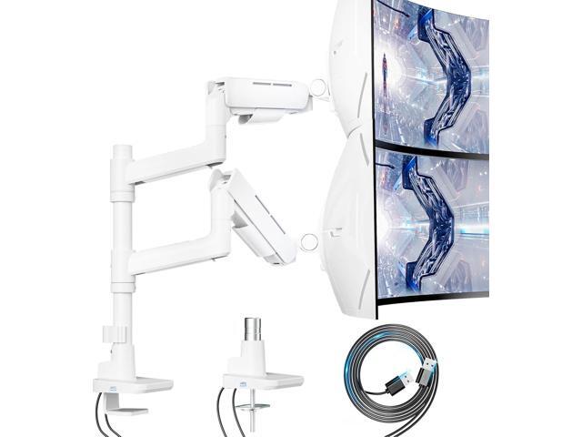 Vertical Dual Monitor Mount for 17-49 Inch Ultrawide Heavy Duty Curved Screen Stacking, Computer Monitor Arm Desk Mount with USB, Gas Spring...