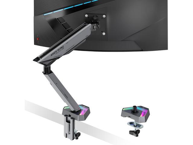 RGB Single Monitor Arm Desk Mount for 17-45 inches Flat and Curved Monitors, Holds 35.2 lbs Heavy Duty, Adjustable Ultrawide Monitor Arm with Clamp...