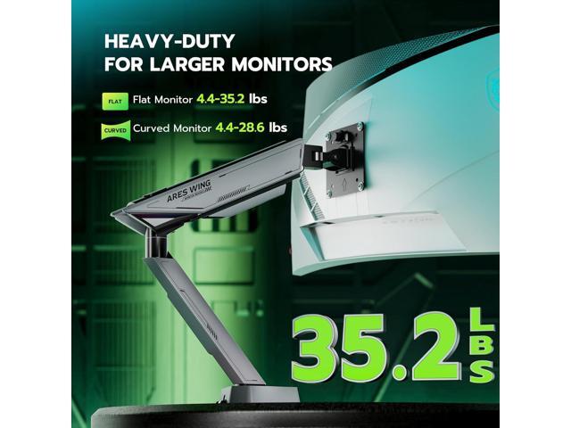 RGB Single Monitor Arm Desk Mount for 17-45 inches Flat and Curved Monitors, Holds 35.2 lbs Heavy Duty, Adjustable Ultrawide Monitor Arm with Clamp...