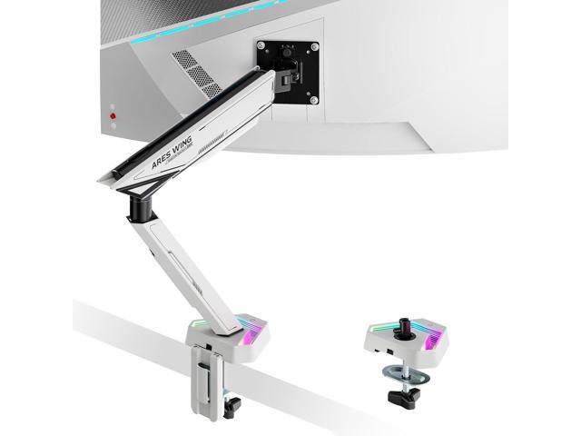 RGB Single Monitor Arm Desk Mount for 17-45 inches Flat and Curved Monitors, Holds 35.2 lbs Heavy Duty, Adjustable Ultrawide Monitor Arm with Clamp.