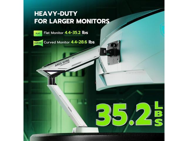 RGB Single Monitor Arm Desk Mount for 17-45 inches Flat and Curved Monitors, Holds 35.2 lbs Heavy Duty, Adjustable Ultrawide Monitor Arm with Clamp...
