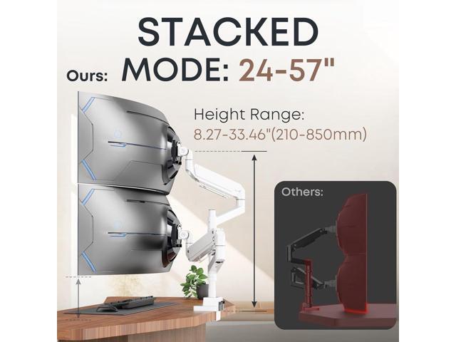 24-57 inch Dual Vertical Monitor Mount, Heavy Duty Monitor Arm for 2 Monitors, up to 59.4 lbs, Extra Tall/Wide Adjustable, Premium Aluminum Dual...