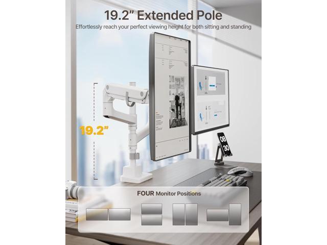 Dual Monitor Arm for up to 57' and 59.4 lbs Ultrawide Screen, Aluminum Heavy-Duty Gas Spring Vertical Stackable Curved Screen Adjustable Monitor...